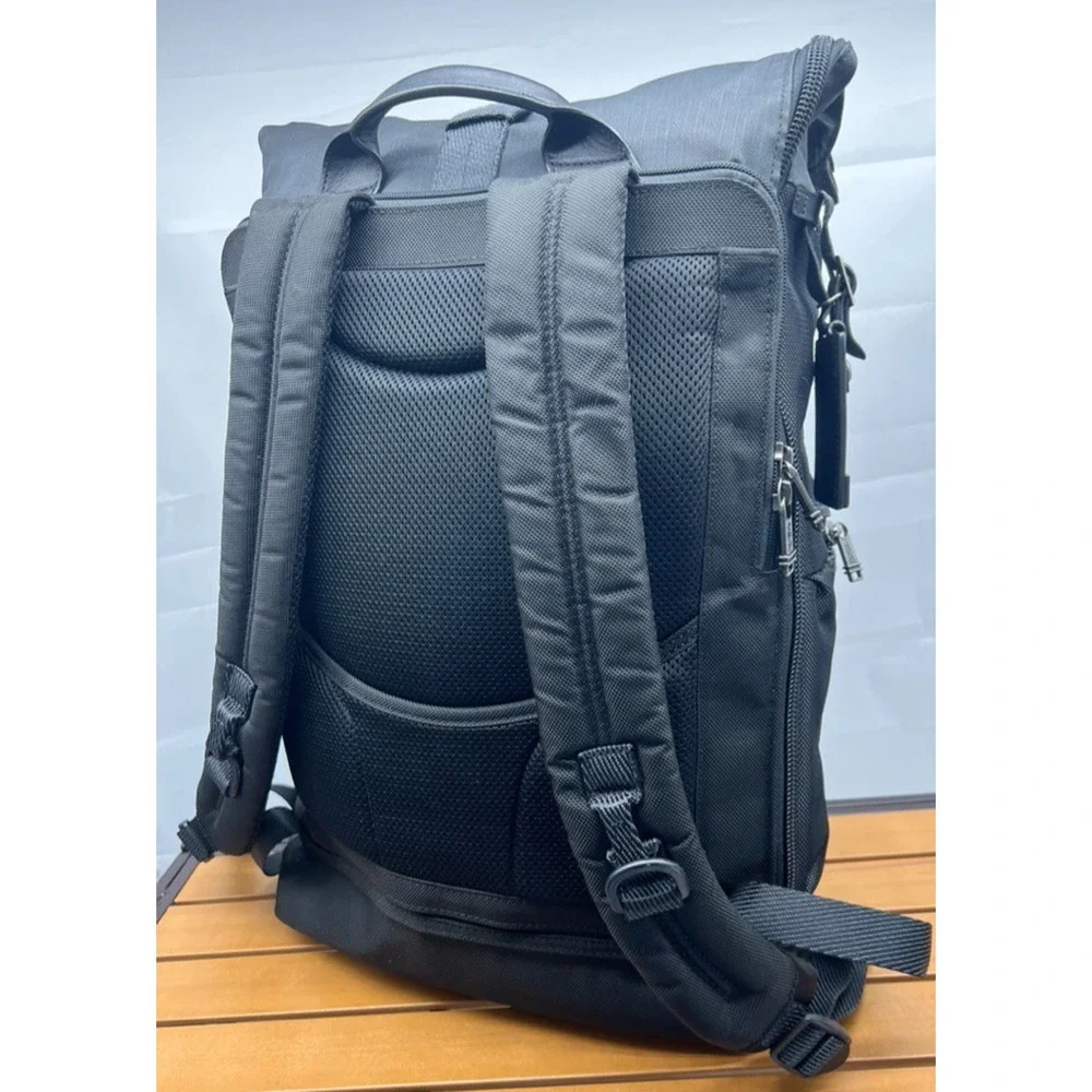 TUMI ALPHA BRAVO "Luke" Roll-Top Backpack Bag Silver Ballistic Nylon 223388RS2 - Picture 5 of 15